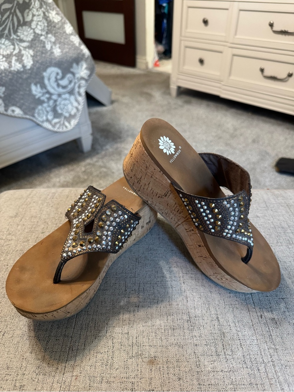 Yellow Box wedge sandals size 6
